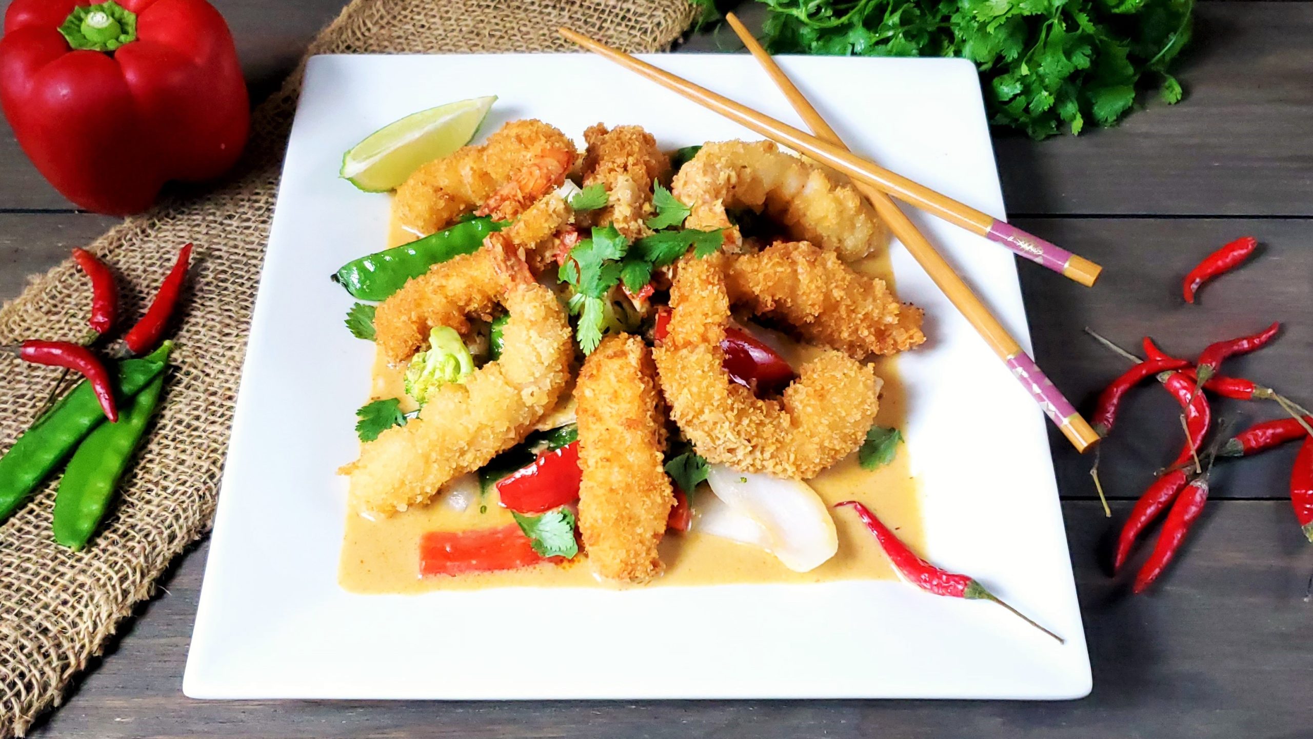 Thai Chicken And Shrimp With Panang Sauce Bacon Vodka
