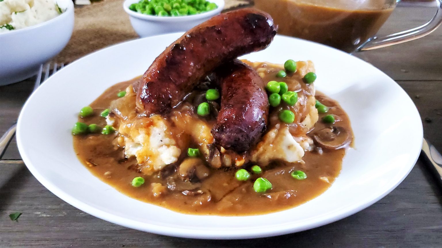 Bangers And Mash With Guinness Mushroom Gravy Bacon And Vodka 