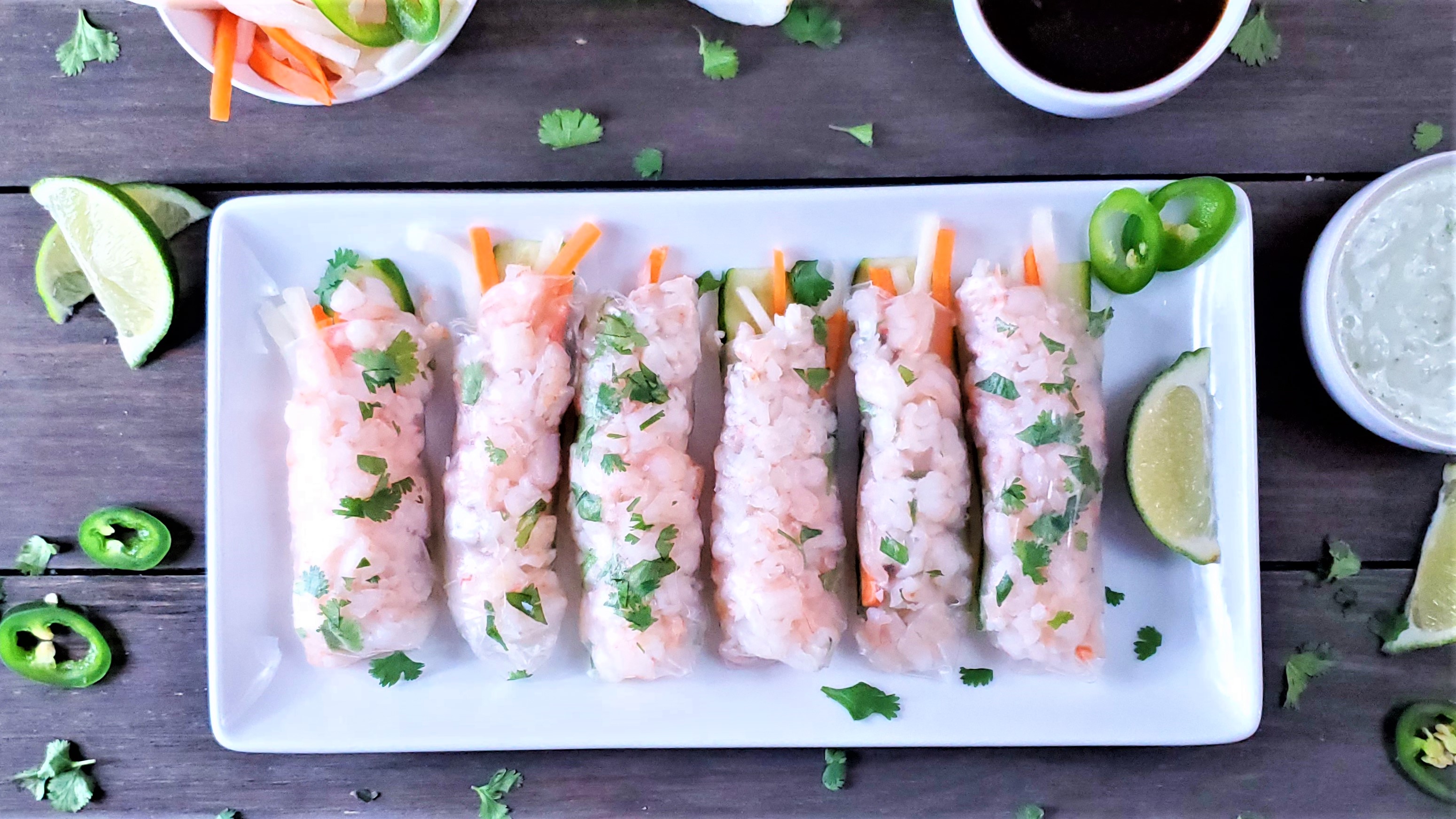 Shrimp Banh Mi Spring Rolls With Sweet Chili Hoisin Sauce | Delicious