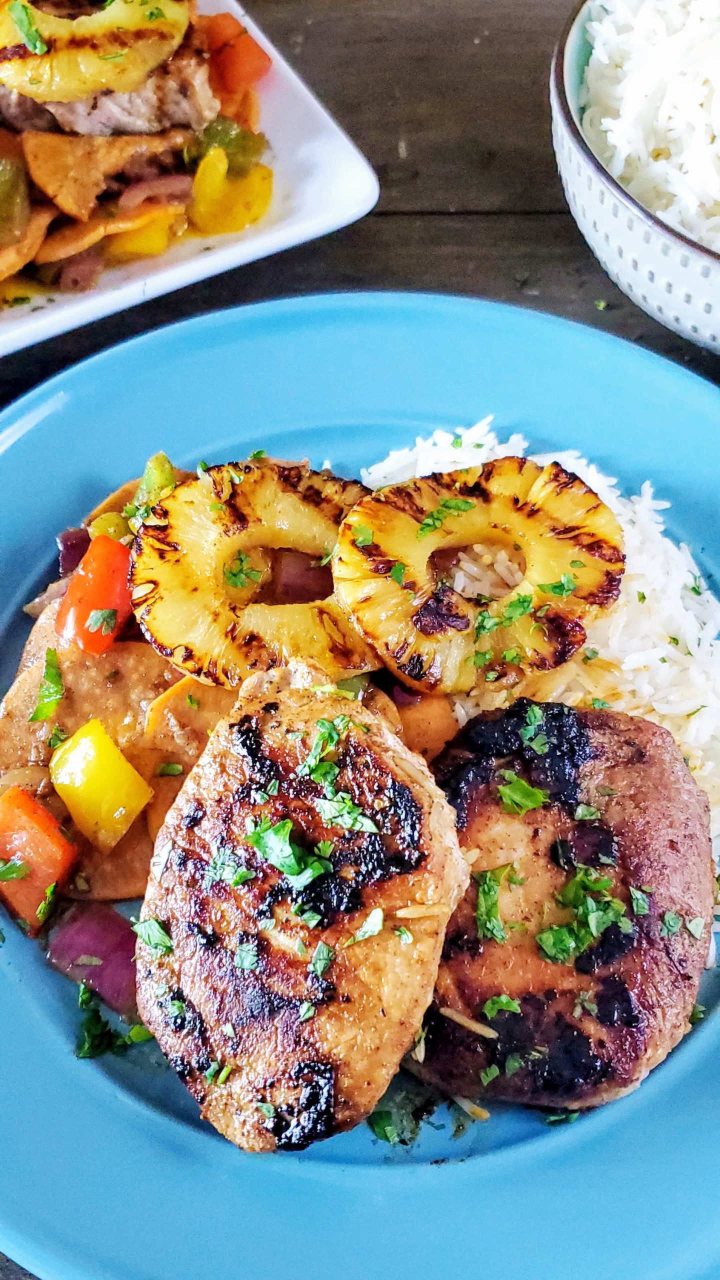 Tropical Pork Chops with Sweet Potatoes and Vegetables - Bacon & Vodka