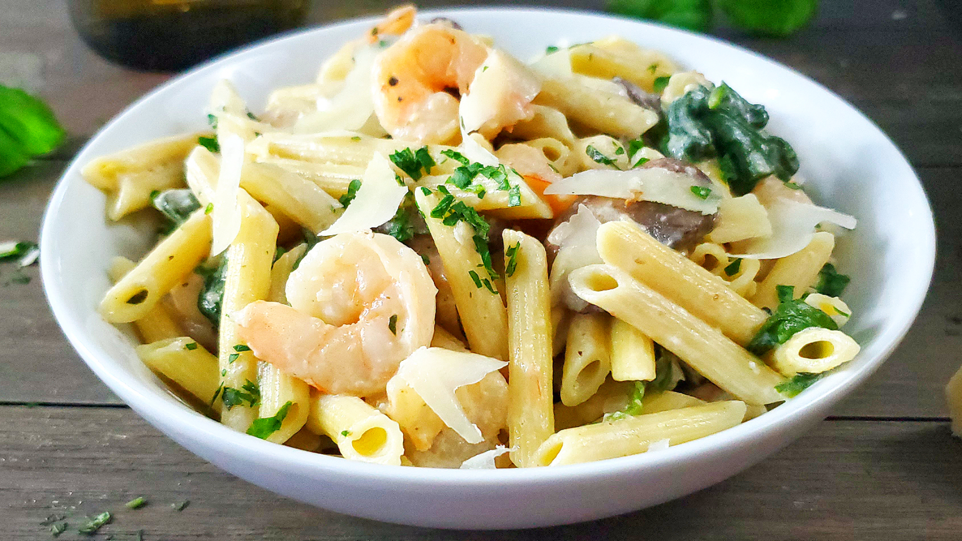 Creamy Shrimp and Mushroom Pasta - Bacon & Vodka