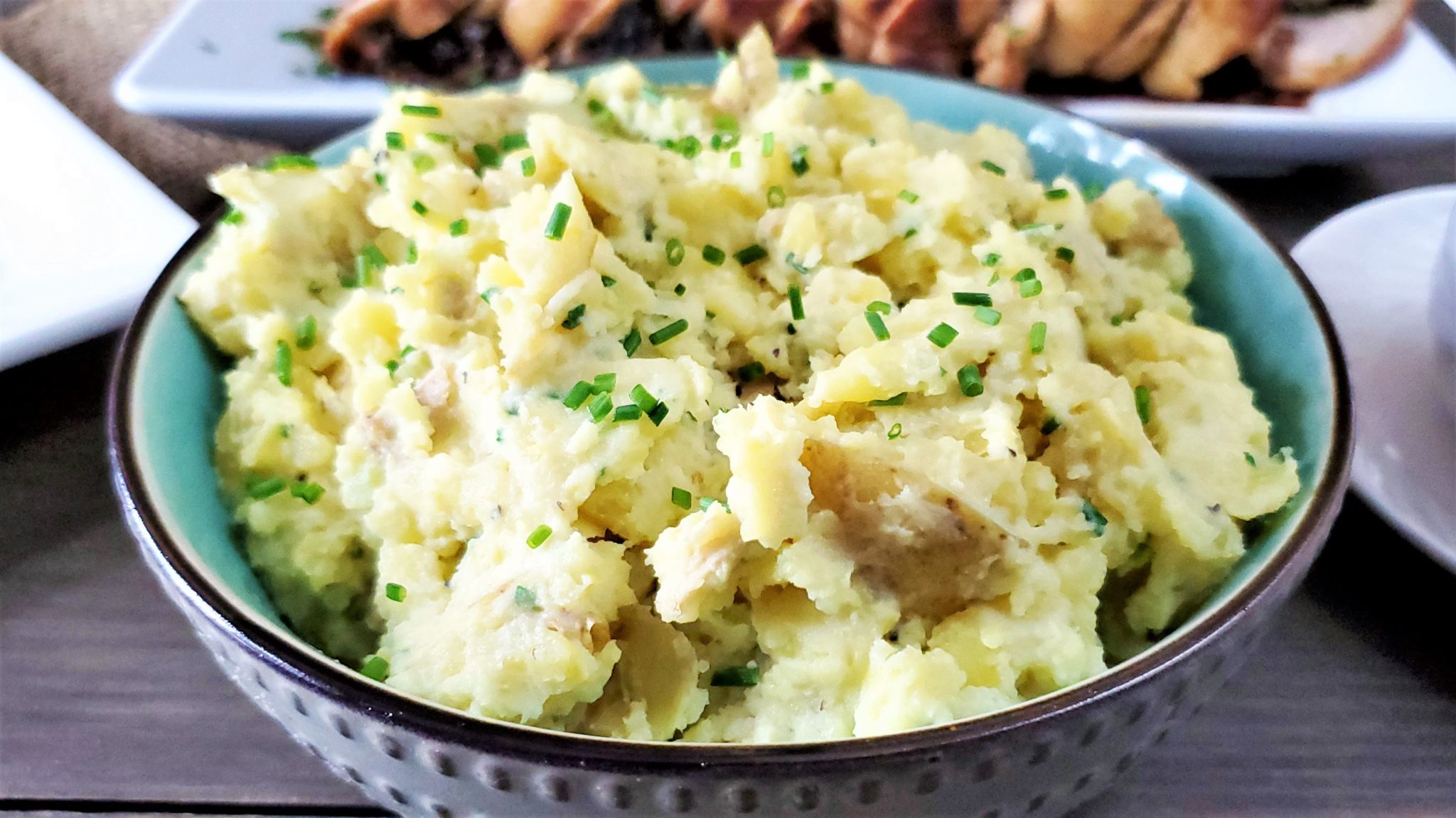 Sour Cream and Chives Smashed Potatoes - Bacon & Vodka